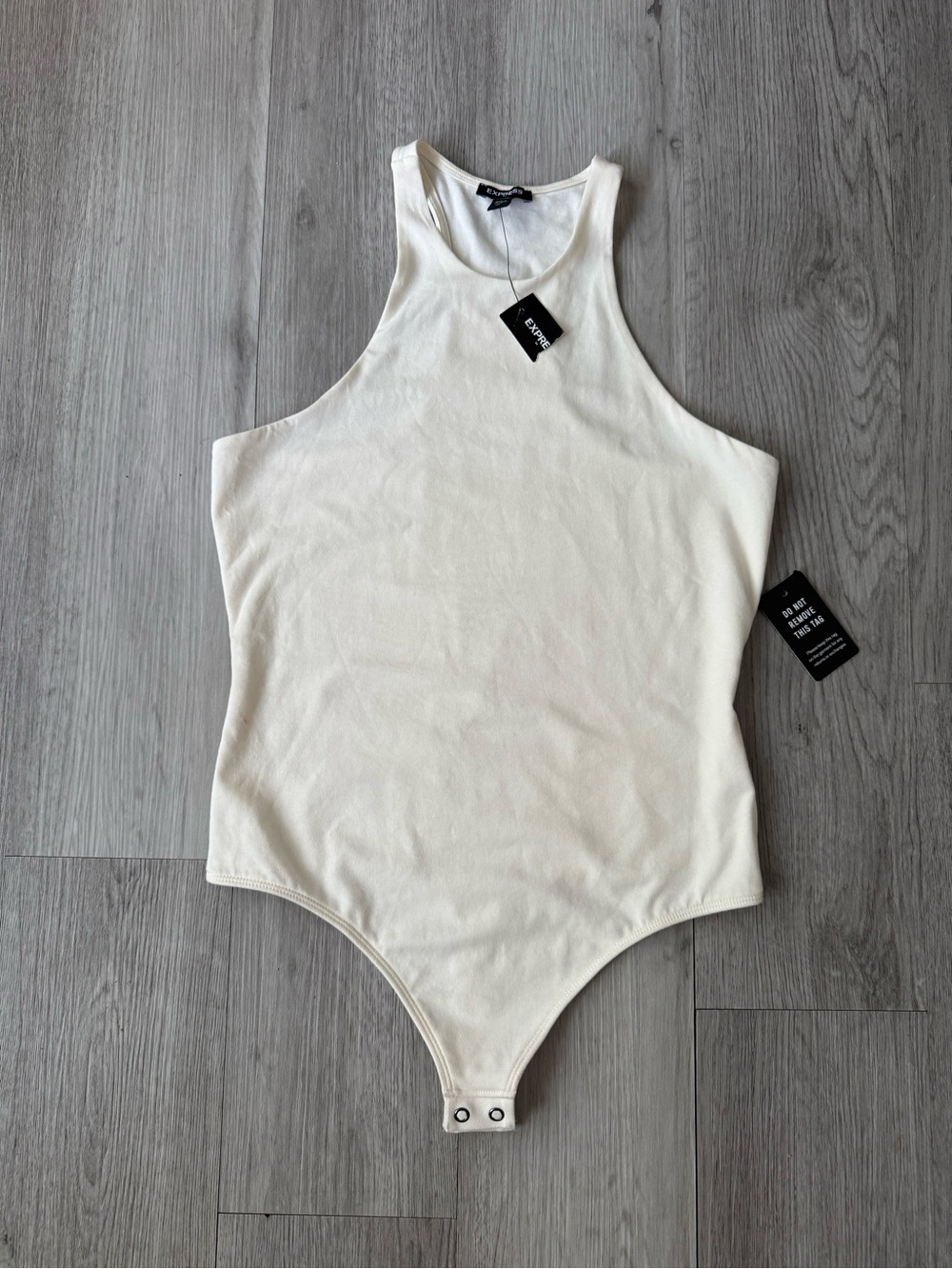 Express Body Contour Mid Compression High Neck Bodysuit Sleeveless White M NWT.